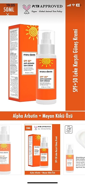 Maruderm SPF +50 Leke Yüz Güneş Kremi