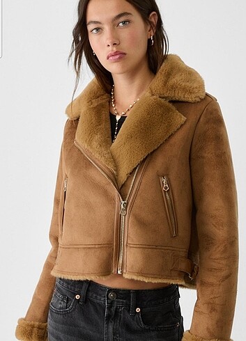 stradivarius kısa biker ceket