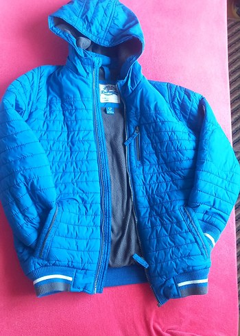 Erkek Çocuk Kapüşonlu Mavi Fermuarlı Mont - Görsel 2