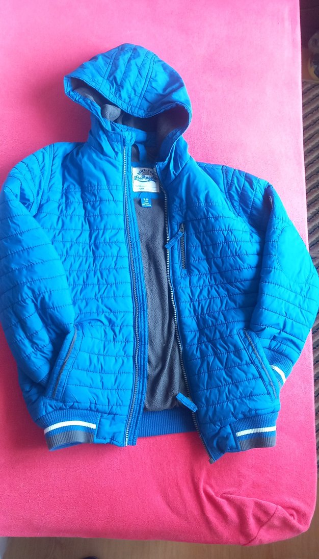 Erkek Çocuk Kapüşonlu Mavi Fermuarlı Mont - Görsel 2