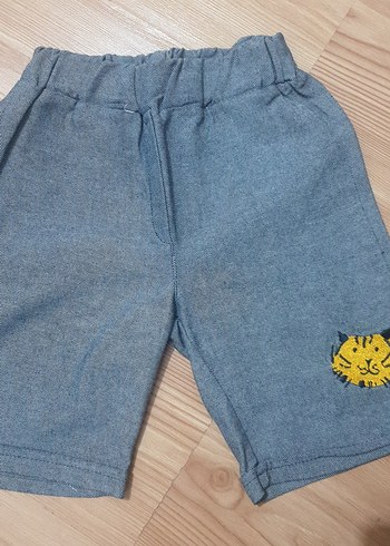 Erkek Bebek Gri Baskılı Kot Şortlu Takım - Görsel 7