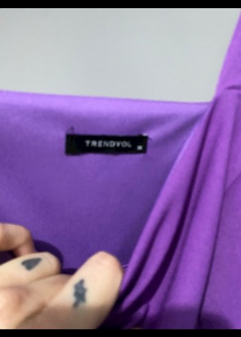 Mor Pilili Midi Elbise - Görsel 3