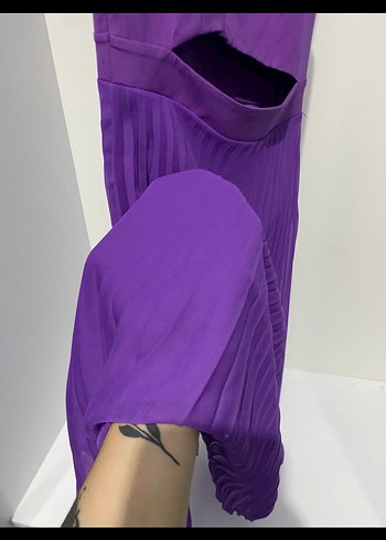 Mor Pilili Midi Elbise - Görsel 8