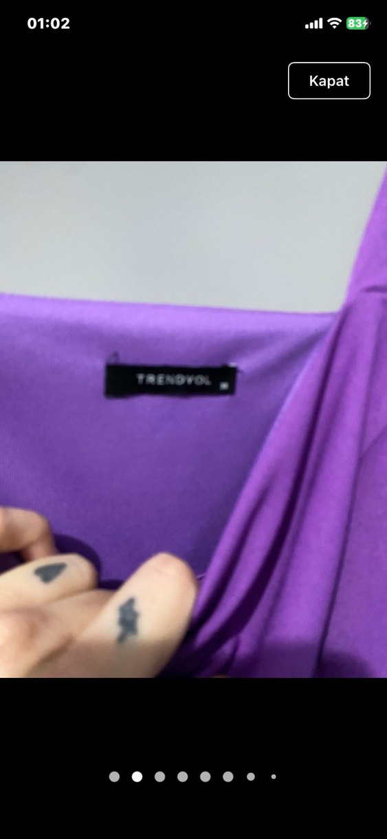 Mor Pilili Midi Elbise - Görsel 3