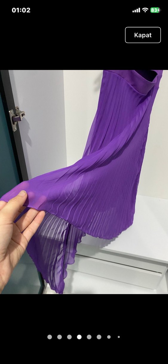 Mor Pilili Midi Elbise - Görsel 5
