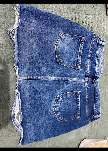 Kadın Mavi Denim Mini Etek - Görsel 2