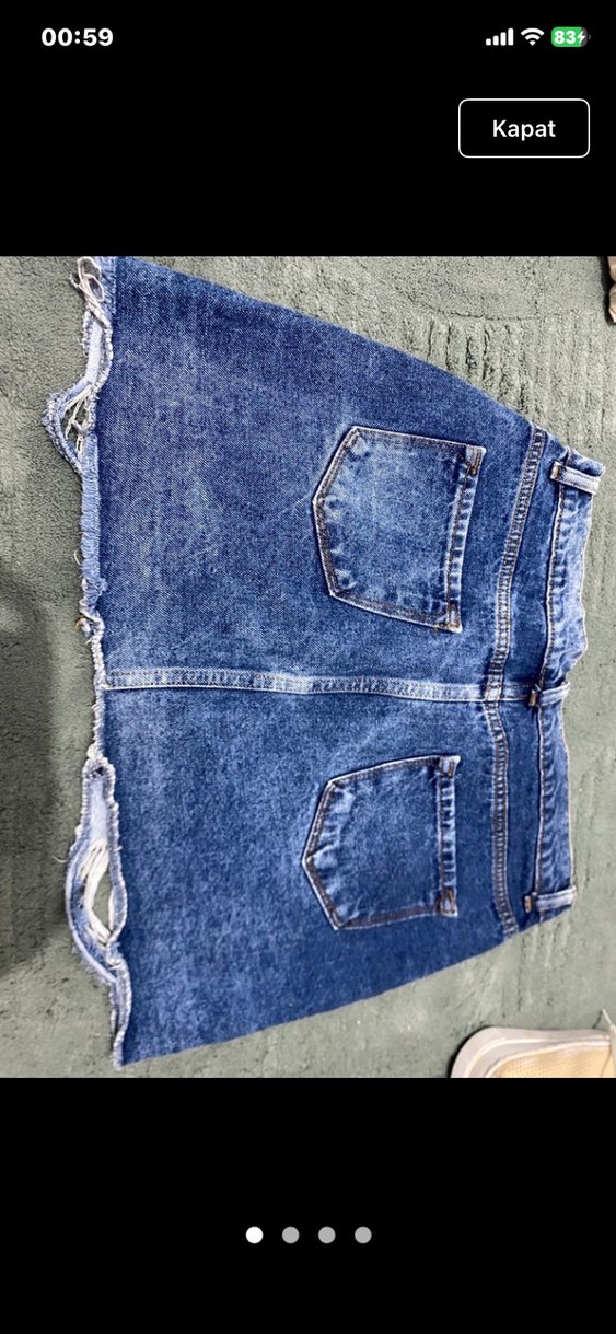 Kadın Mavi Denim Mini Etek - Görsel 2