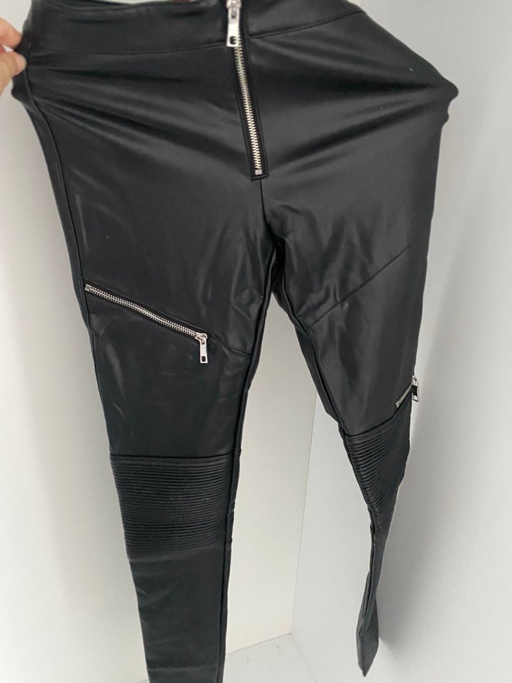 Kadın Siyah Deri zara pantolon  Fermuarlı - Görsel 4