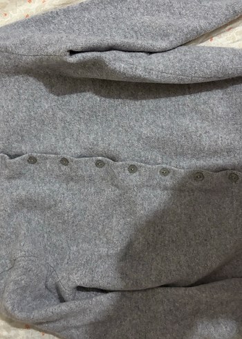 Gri Düğmeli  Yün Hırka - Görsel 7