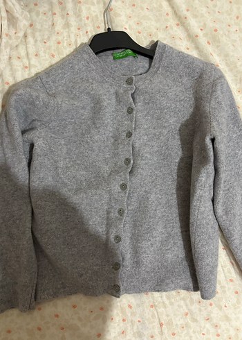 Gri Düğmeli  Yün Hırka - Görsel 5