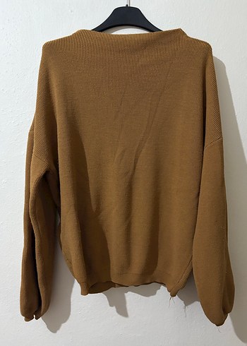 Kadın Kahverengi Örgü Yün Kazak - Görsel 4