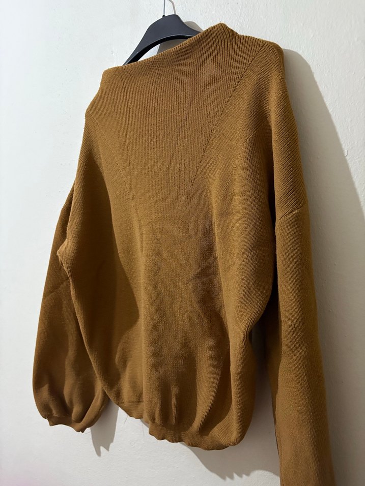 Kadın Kahverengi Örgü Yün Kazak - Görsel 3