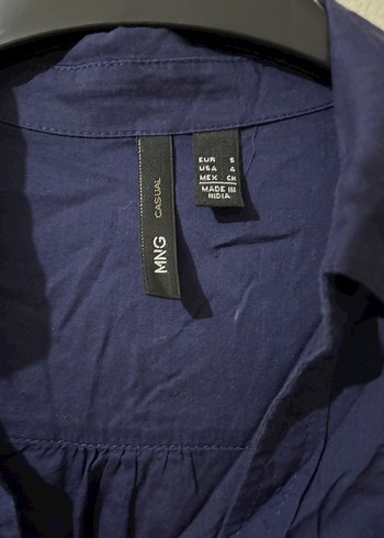 Kadın Lacivert Düğmeli Keten Gömlek - Görsel 2