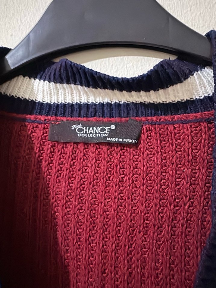 Bordo V Yaka Triko Kadın Kazak - Görsel 2