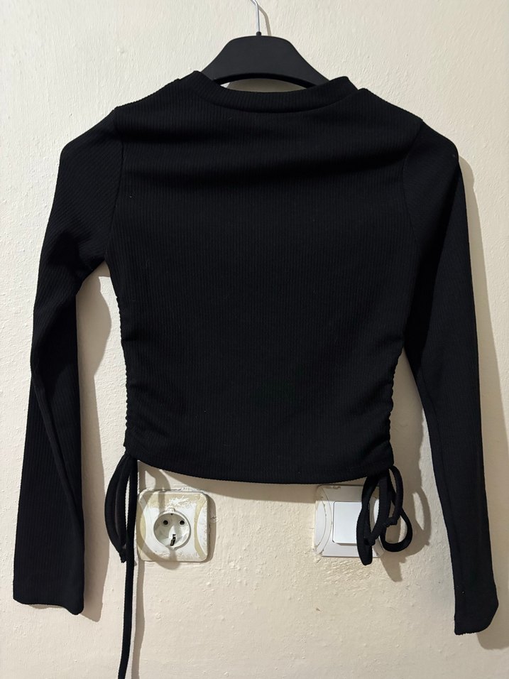 Siyah Uzun Kollu Mini Bluz - Görsel 3