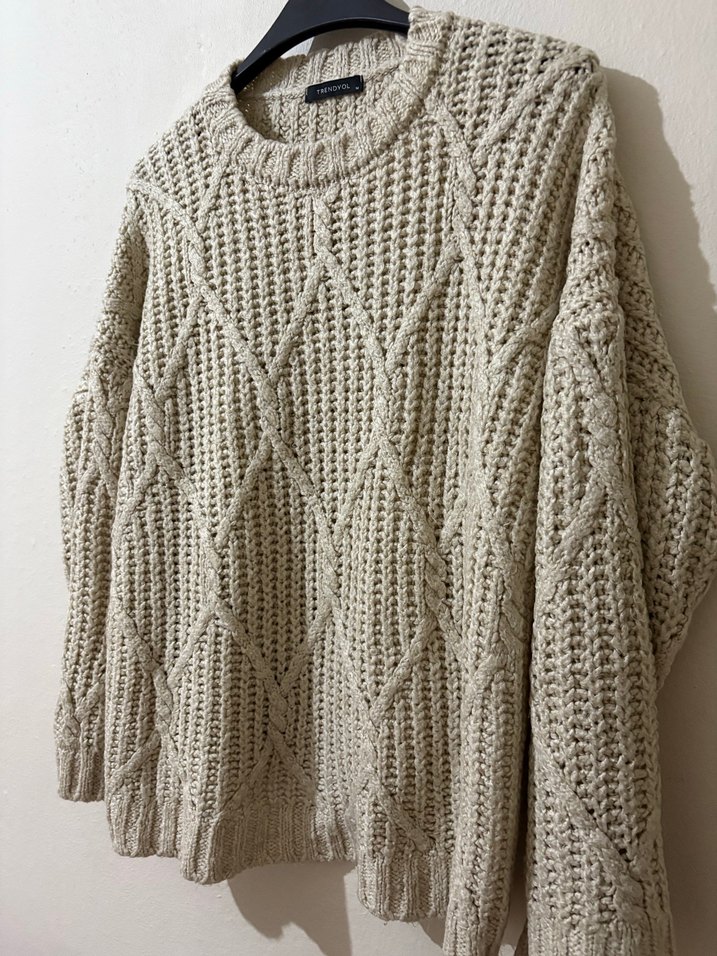 Bej Örgü Kadın Kazak - Görsel 2