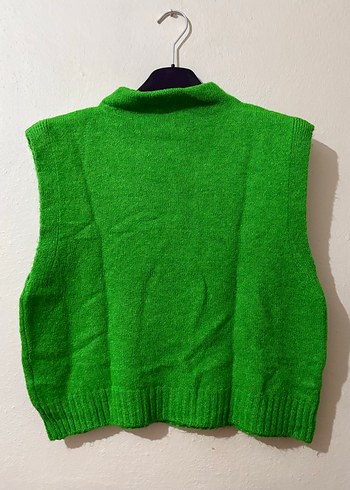 Yeşil Kolsuz Boğazlı Triko Süveter - Görsel 4