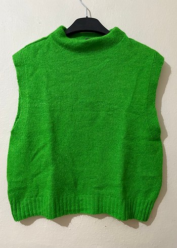 Yeşil Kolsuz Boğazlı Triko Süveter - Görsel 3