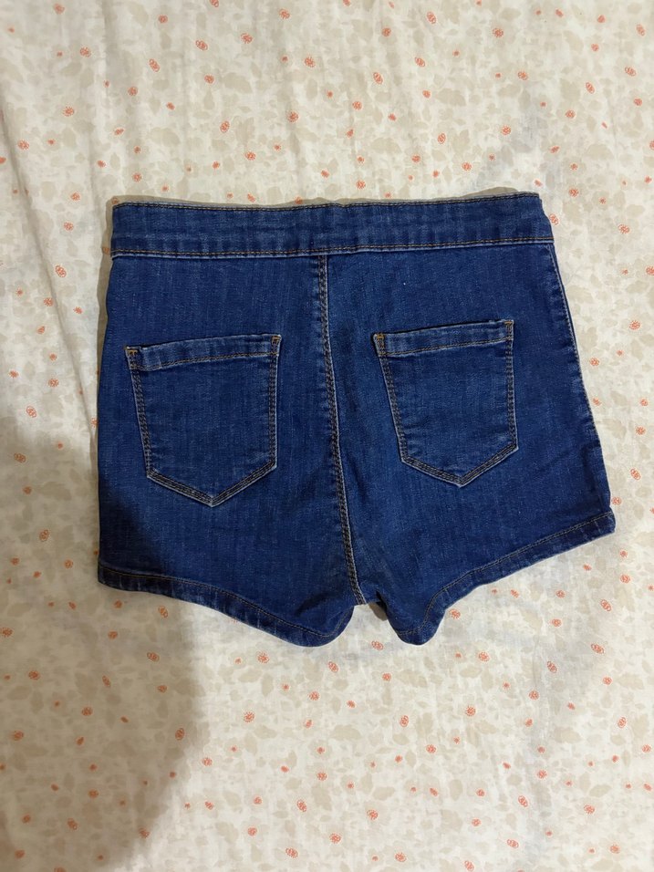 Kadın Mavi Mini Denim Şort - Görsel 2