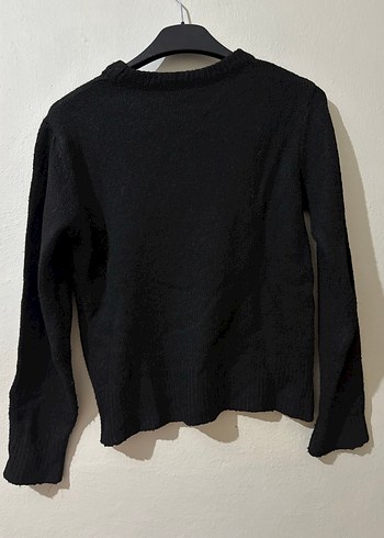 Siyah İnce Triko Uzun Kollu Kadın Kazak - Görsel 2