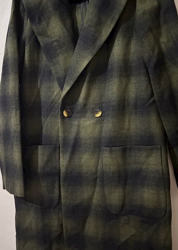 Uzun Ekose Desenli Kadın Kaban - Görsel 5