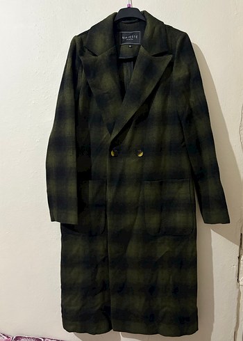 Uzun Ekose Desenli Kadın Kaban - Görsel 2