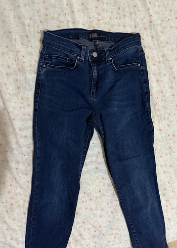 Kadın Lacivert Midi Boy Bol Kesim Kot Pantolon - Görsel 6