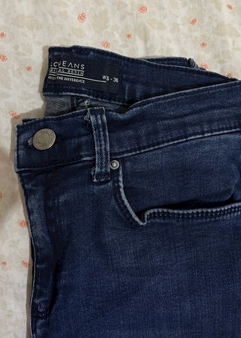 Kadın Lacivert Midi Boy Bol Kesim Kot Pantolon - Görsel 5