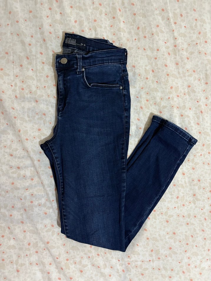 Kadın Lacivert Midi Boy Bol Kesim Kot Pantolon - Görsel 2