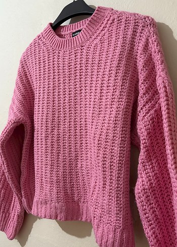 Pembe Örgü Kadın Kazak - Görsel 4