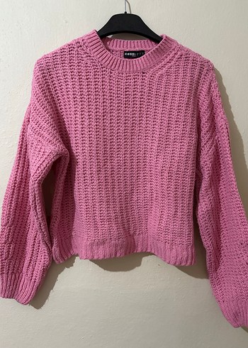 Pembe Örgü Kadın Kazak - Görsel 2