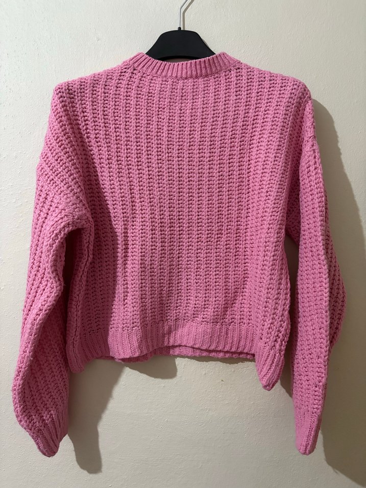 Pembe Örgü Kadın Kazak - Görsel 5