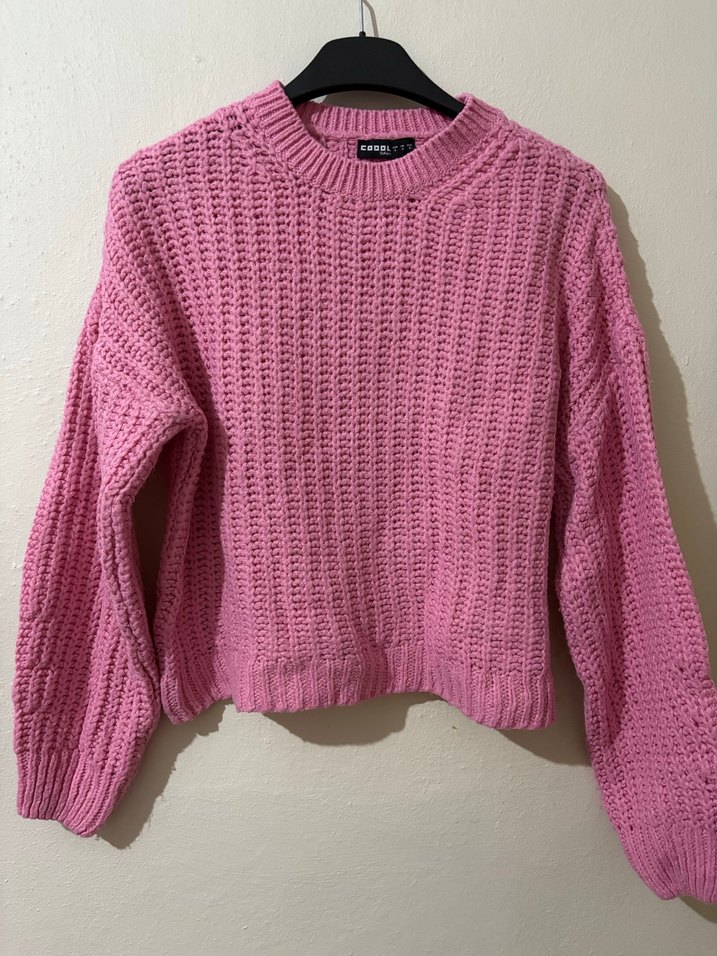 Pembe Örgü Kadın Kazak - Görsel 2