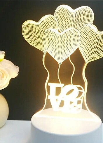 3D kalp balon led lamba