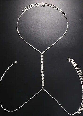 Taşlı seksi göğüs zinciri kolyesi - Görsel 3