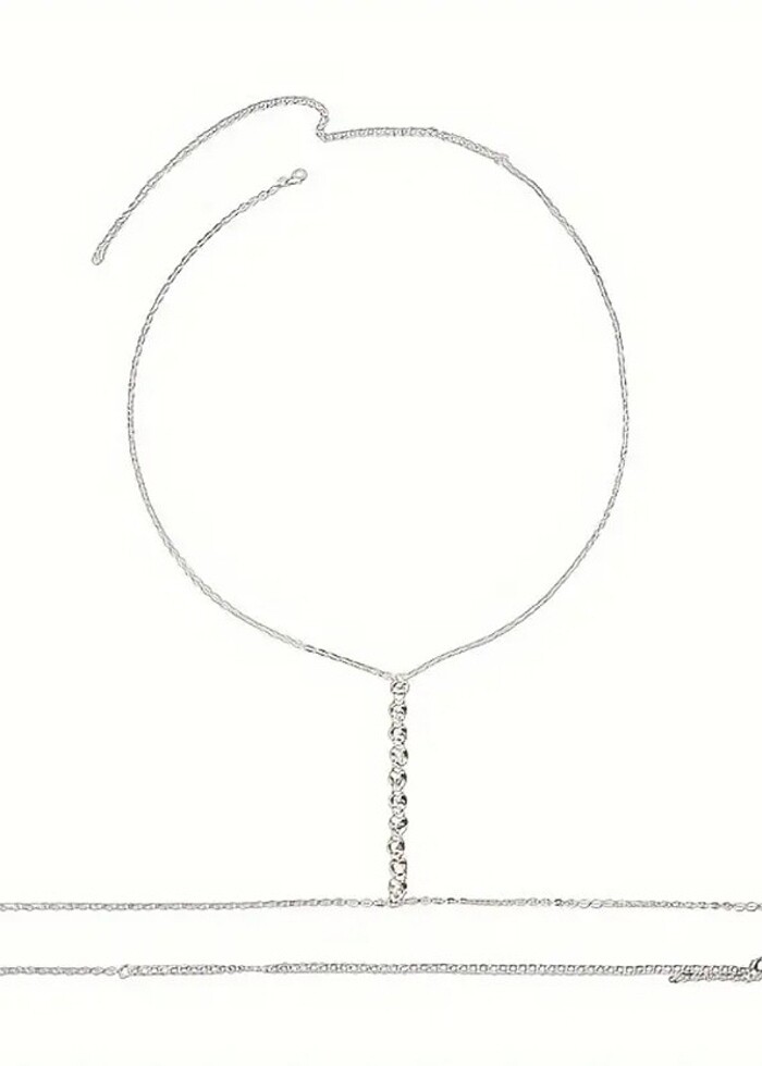 Taşlı seksi göğüs zinciri kolyesi - Görsel 4