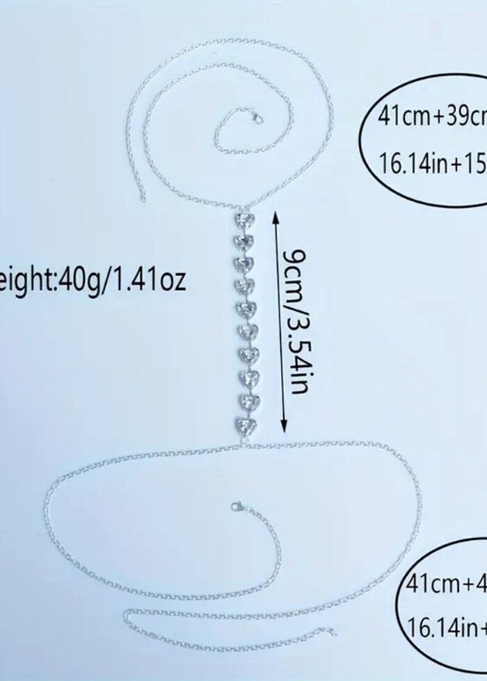 Taşlı seksi göğüs zinciri kolyesi - Görsel 5