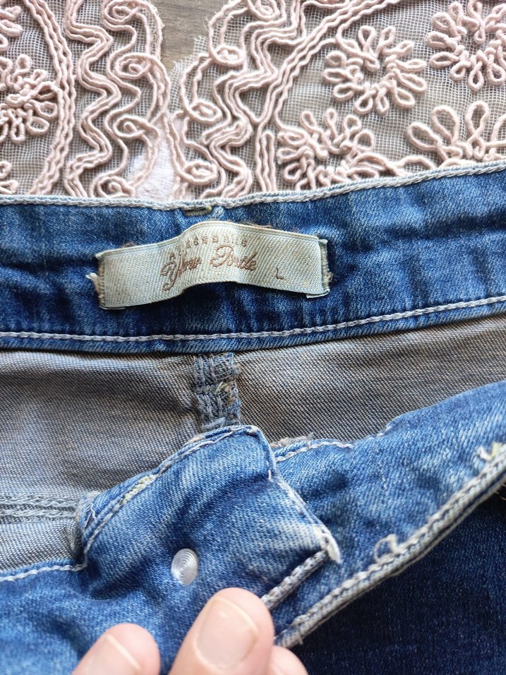 Mavi kot Mini Etek - Görsel 3