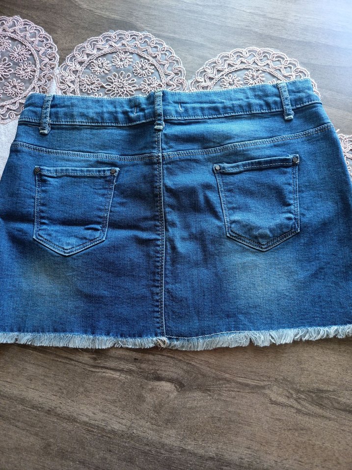 Mavi kot Mini Etek - Görsel 2