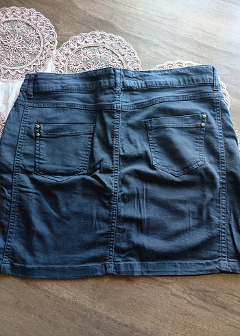 Düğmeli Lacivert Mini Etek - Görsel 2