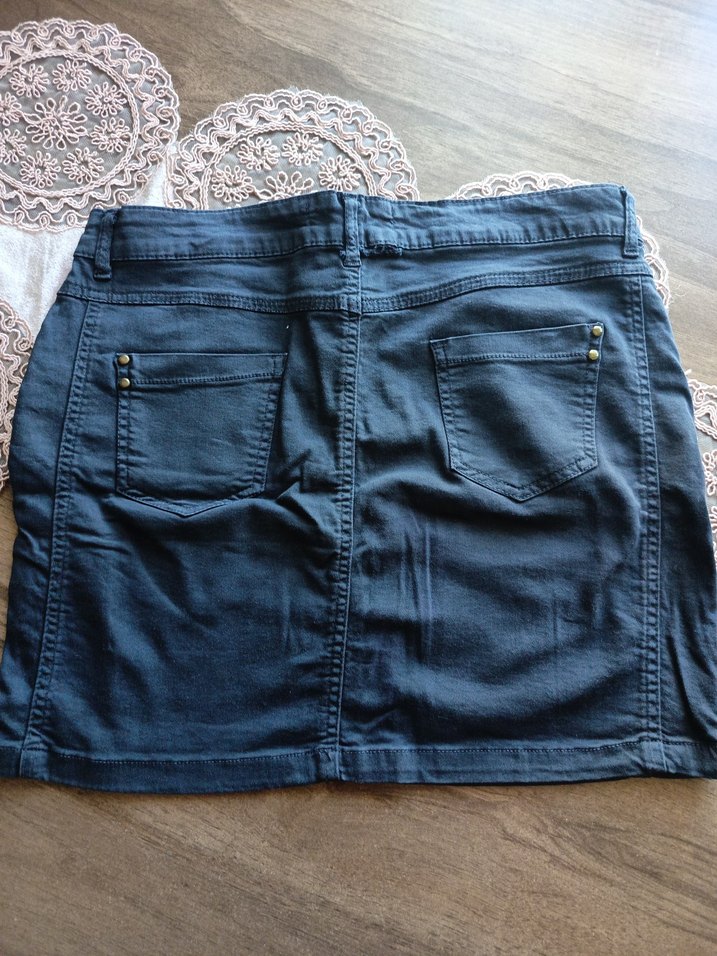 Düğmeli Lacivert  Mini Etek - Görsel 2