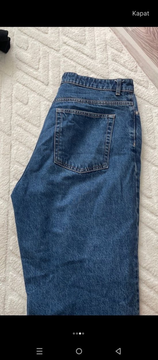 Kadın Mavi Rahat Kesim Midi Denim Pantolon - Görsel 3