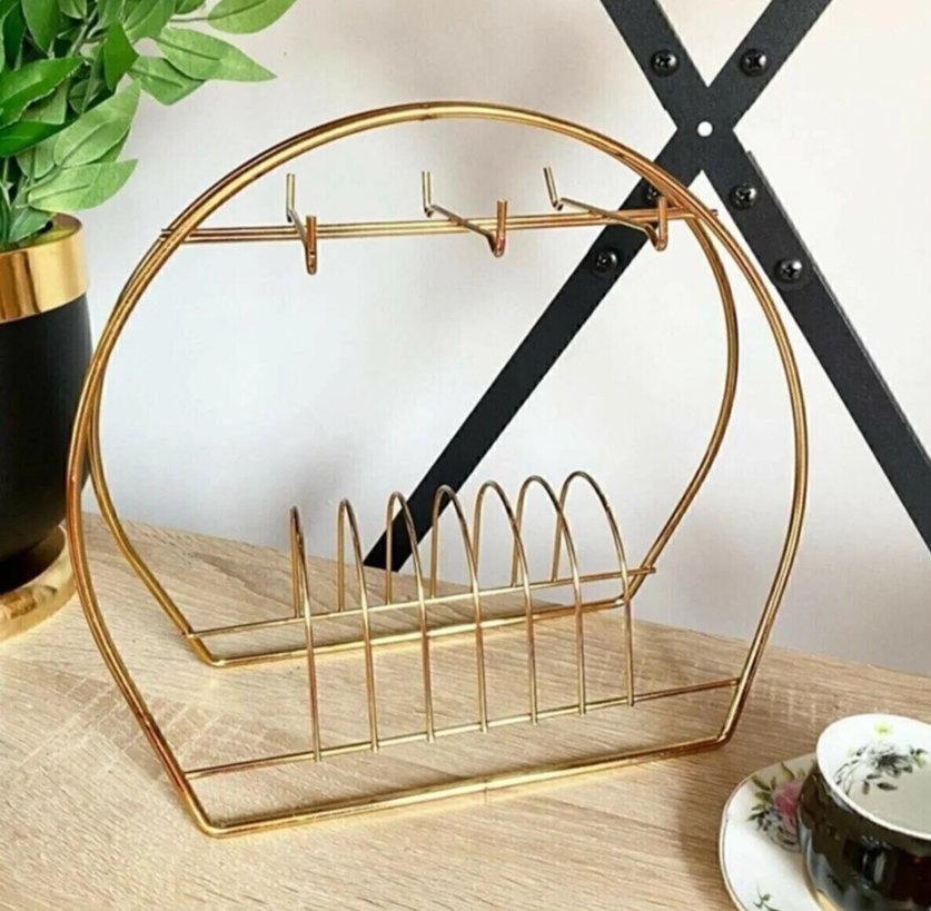 GOLD RENK METAL KAHVE FİNCANI STANDI - Görsel 2