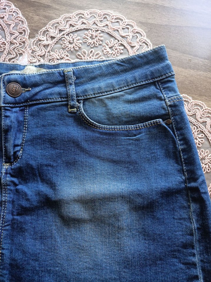 Mavi Mini Kot Etek - Görsel 3