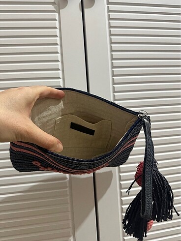  Beden lacivert Renk Mango Hasır Clutch Çanta