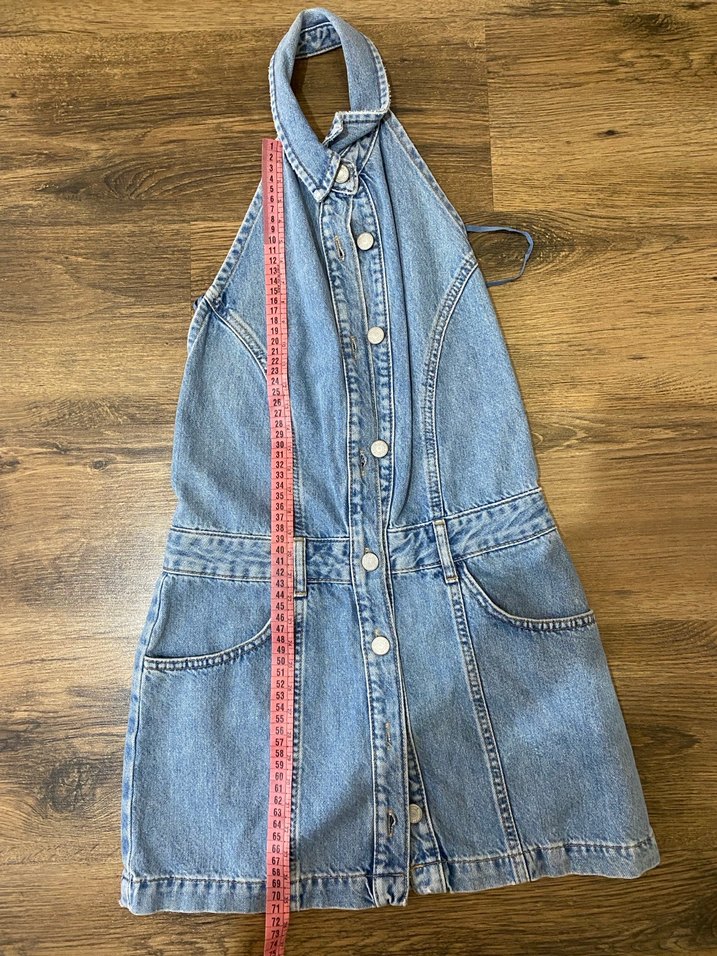 Mavi denim tulum - Görsel 3