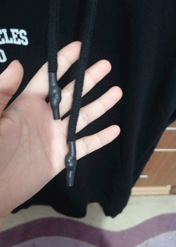 Diğer Kapüşonlu Siyah Kolsuz Sweatshirt