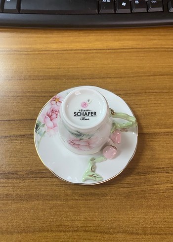 Schafer Pembe Güllü Shcfer Vintage Fincan