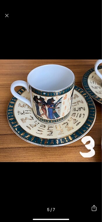 Mısır motifli Limoges vintage kahve fincanı
