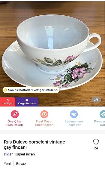 Rus Duvelo vintage çay fincanı